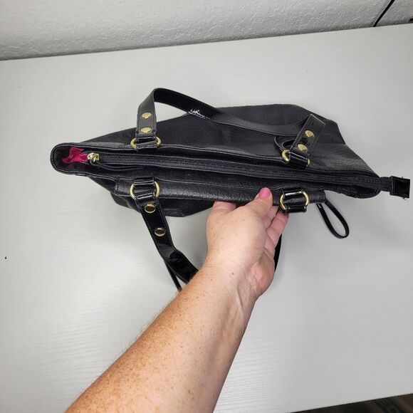 Juicy Couture Black Soft Faux Leather Double Zipper Detail Tote Shoulder Bag - Picture 9 of 10